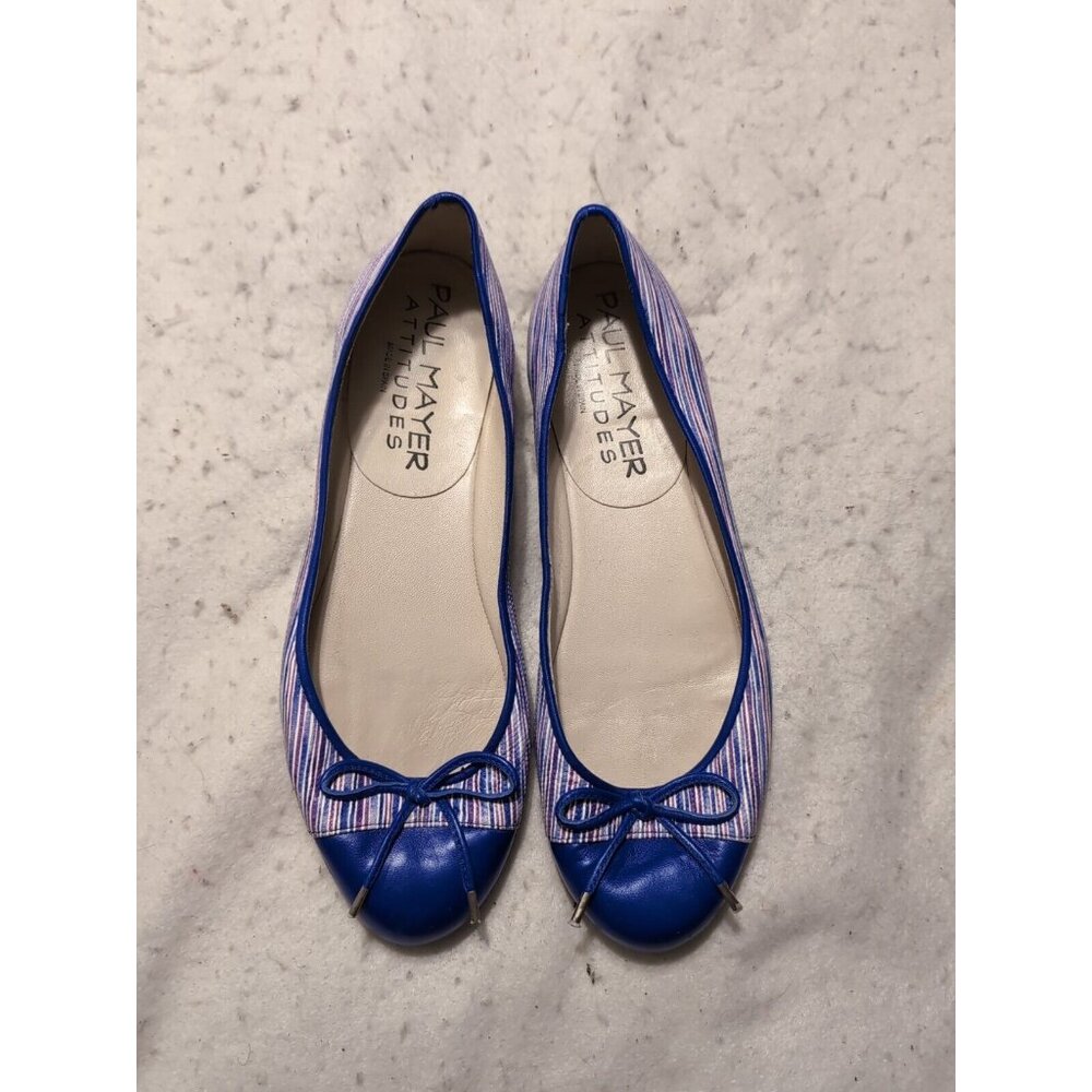 Paul Mayer Attitudes Blue Striped Flats Women's Size 8.5B Tassel